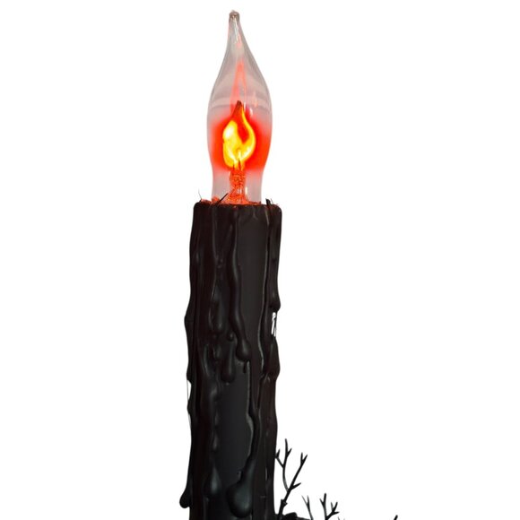 Upcycled Halloween Candle Window Light Electric flicker bulb Black Spider and R - Picture 6 of 8